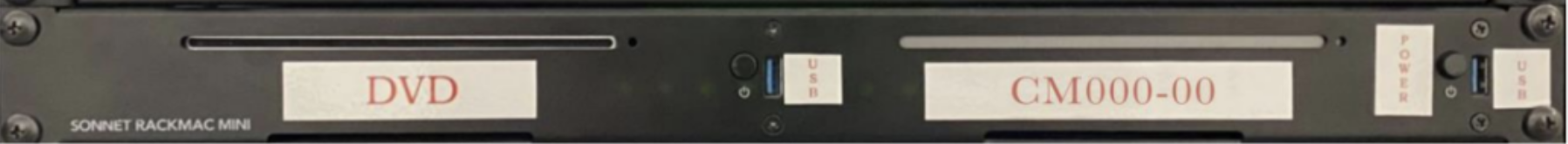 Picture of DVD player, USB ports, and power button on a panel. 