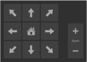 Menu of buttons for controlling camera positioning.
